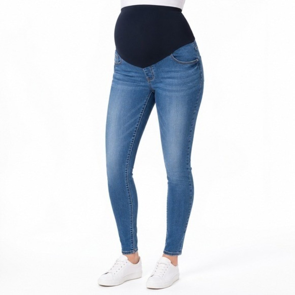 Old Navy Maternity Skinny Full Panel Solid Jeans Blue Stretch Comfort Size 8
